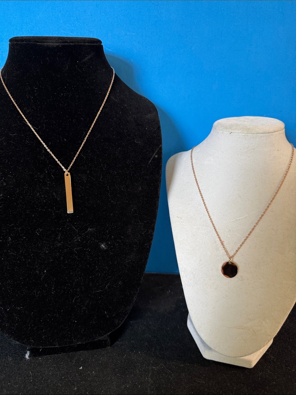 🔥2 for 1🔥 Rose Gold tone Bar and round Pendant Necklace - Women Jewelry